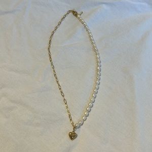 18k Gold Plated Link Chain and Pearl Necklace